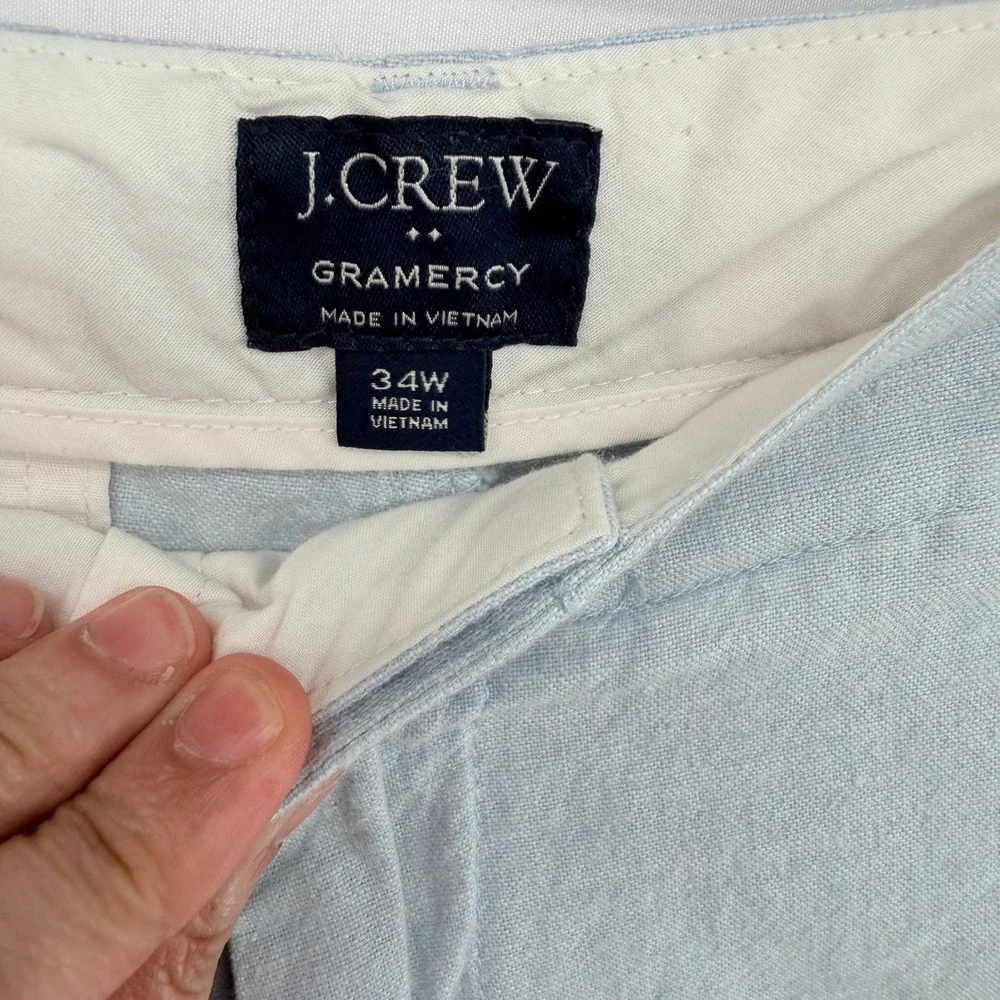 J.Crew Gramercy Mens Shorts 34W Light Blue Textured Cotton Chino Shorts - Picture 2 of 3